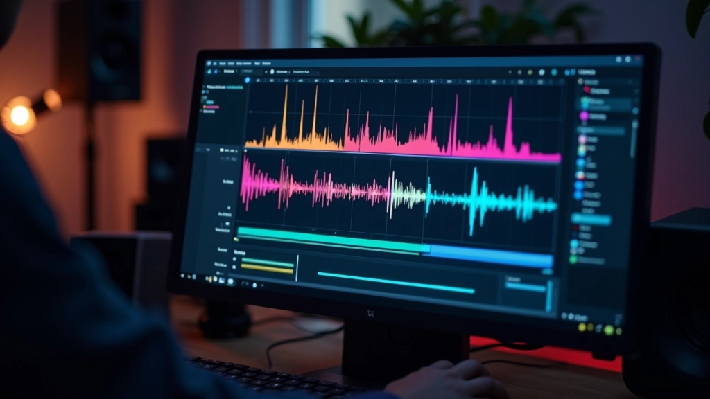Análise visual de frequência de áudio em software de edição de som